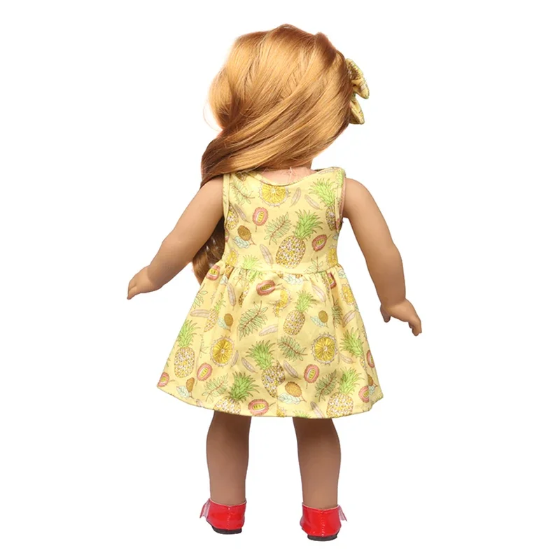 아메리칸 인형 밀크 실크 스커트 + 머리핀 꽃, 12 색 인쇄 의류 세트, 43cm 다시 태어난 아기 OG 소녀 인형 팬티, 18 인치