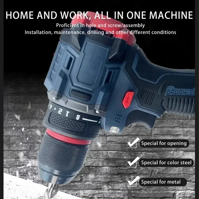 

New Electric Screwdriver Multi-function High-power Brushless Hand Drill Dual-speed Adjustment Electric Tools Impact Drill Home