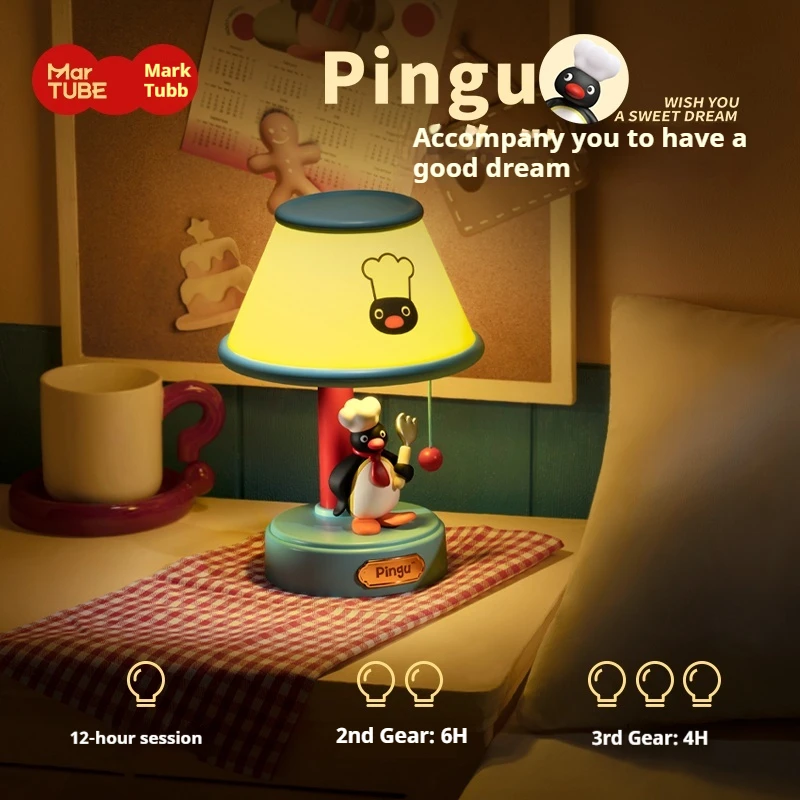 Martube حقيقية Pingu لمبة مكتب غرفة مصباح لتهيئة الجو النوم ضوء أنيمي الطرفية Pingu سطح المكتب الحلي الفتيات هدايا عيد
