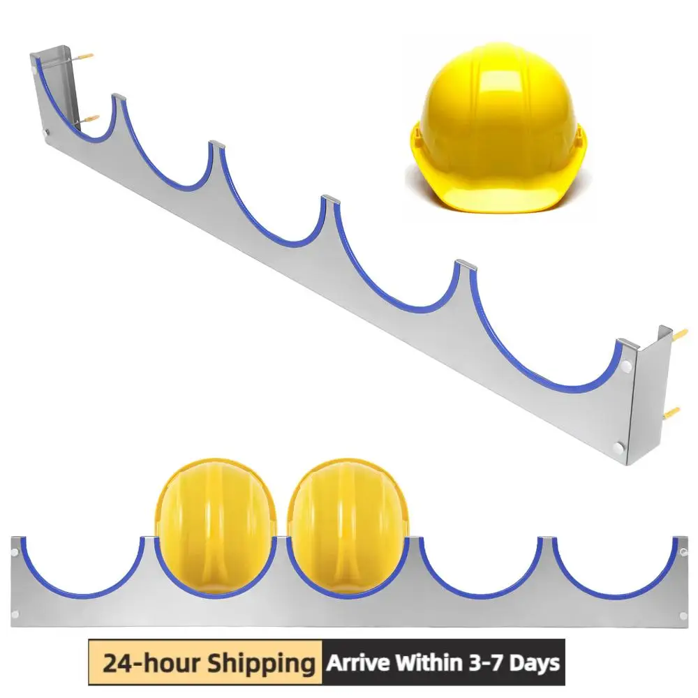 

Hard Hats Wall Storage Rack Wall Mounted with Rubber Strip Hard Hat Storage Organizer Rack Stainless Steel for Display Container