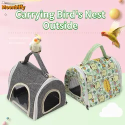 Pet Parrot Portable Bag Lightweight Bird Backpack Rattan Plush Folding Parrot Cage Outdoor Transport Accessories for Parrot