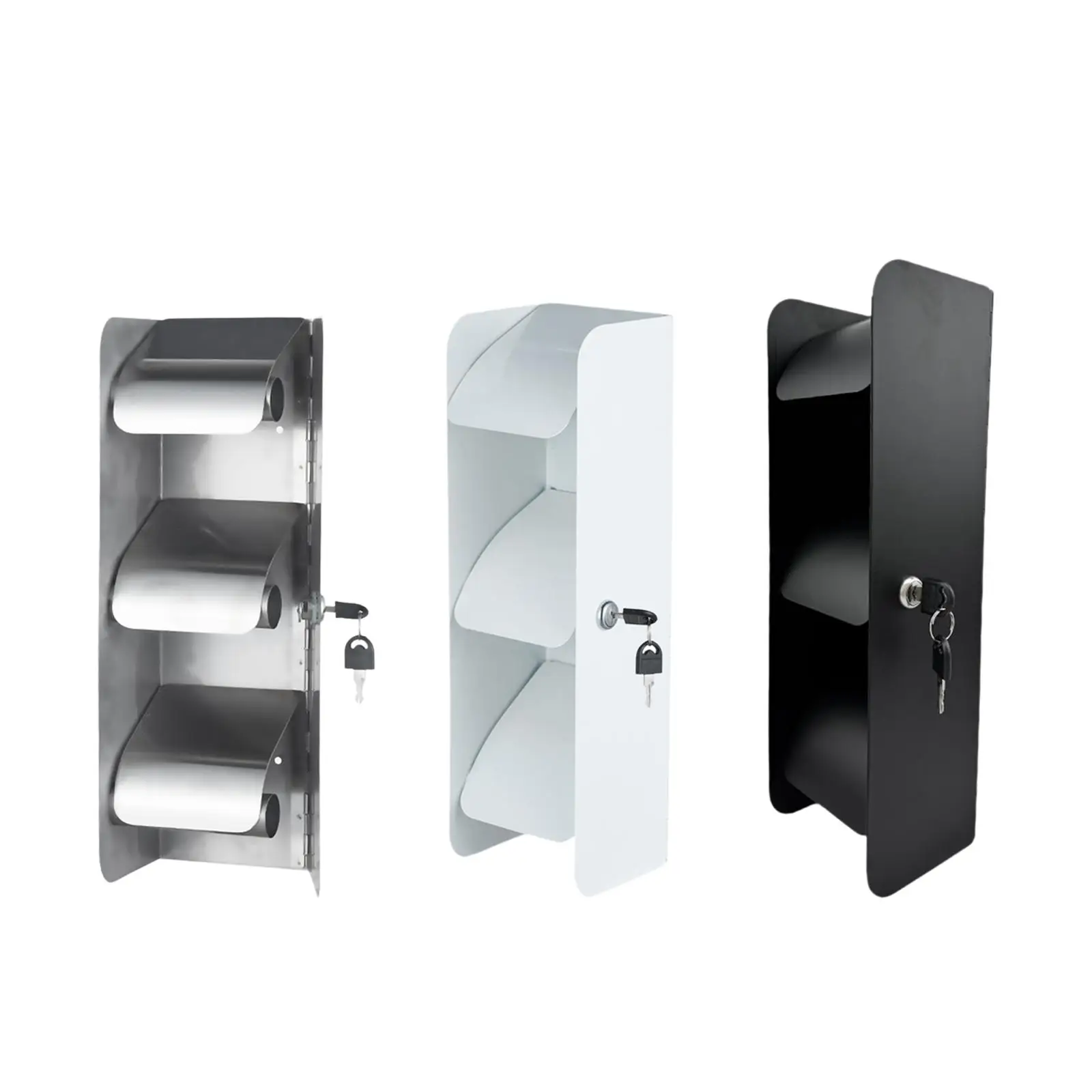 Triple Toilet Paper Holder Tissue Holder with Lock Restroom Hold 3 Rolls Toilet Paper Holder