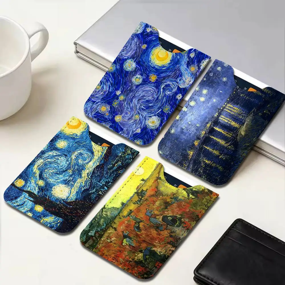 Vincent Van Gogh Light, weiches Leder, Mini-Kartenetui, ultradünnes Kreditkartenetui für Damen und Herren, zur Aufbewahrung von Karten in der Hosentasche.