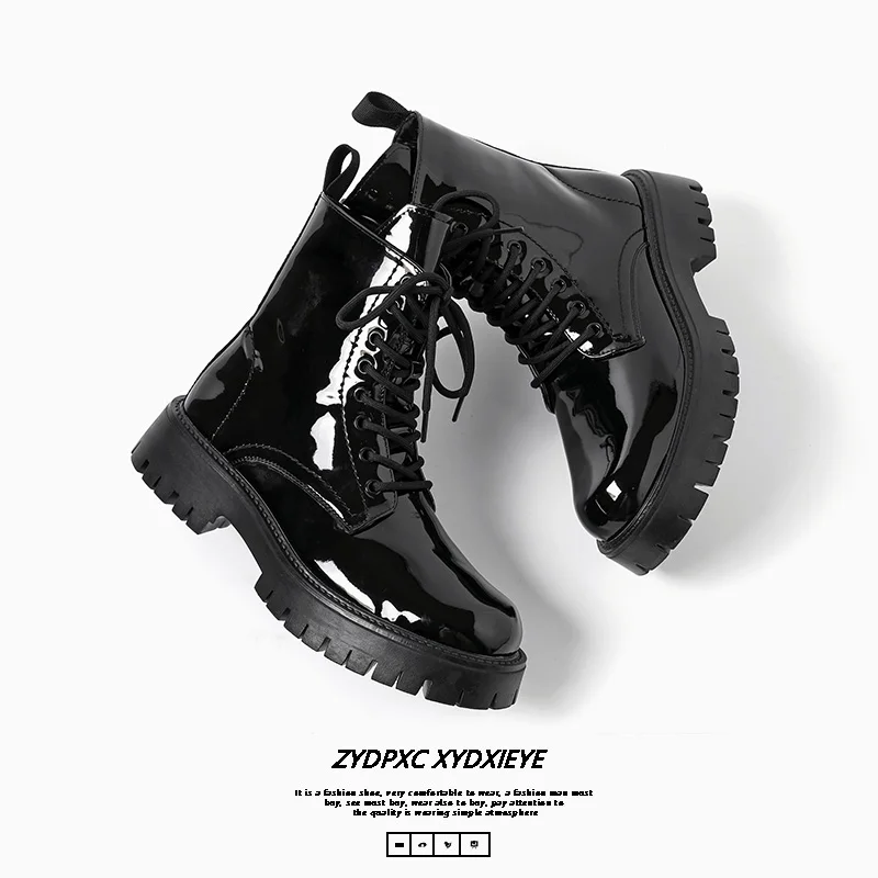 メンズハイカットブーツ 高品質 防水レザーブーツ ファッションバイクブーツ 防水ハイカットバイクレザーブーツ