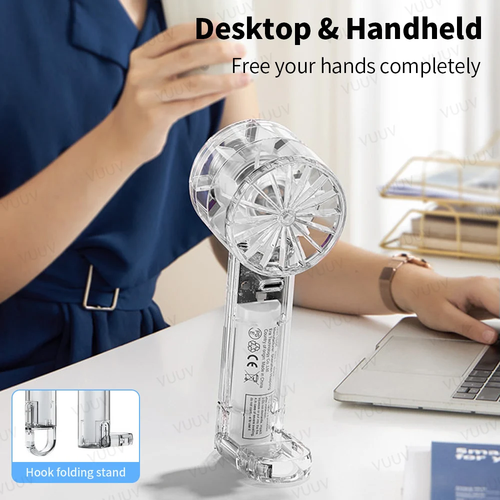VUUV Portable Handheld Turbo Fan - High Speed 2000mAh Rechargeable Mini Personal Hand Fan , Travel image 4