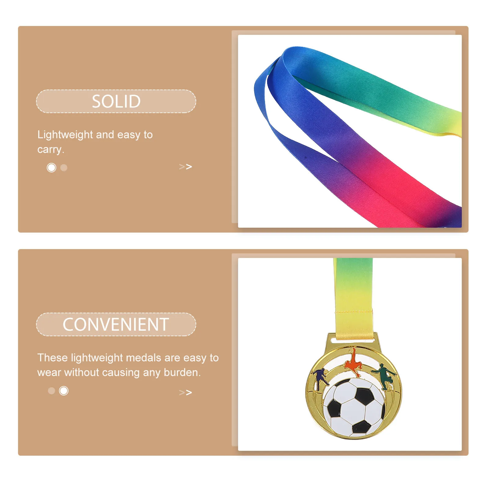 6 medaglie di calcio, design cavo, premio in metallo per bambini, giorno sportivo e giochi di società, premi di calcio, premi di calcio