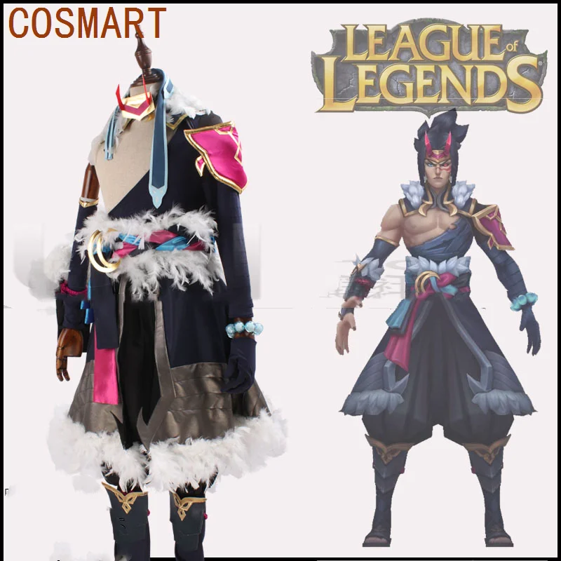 COSMART Game LOL Shieda Snow Moon Kayn Cosplay Costume Kayn Pure Moon Cosplay Halloween Uniform Men Carnival Party Outfits