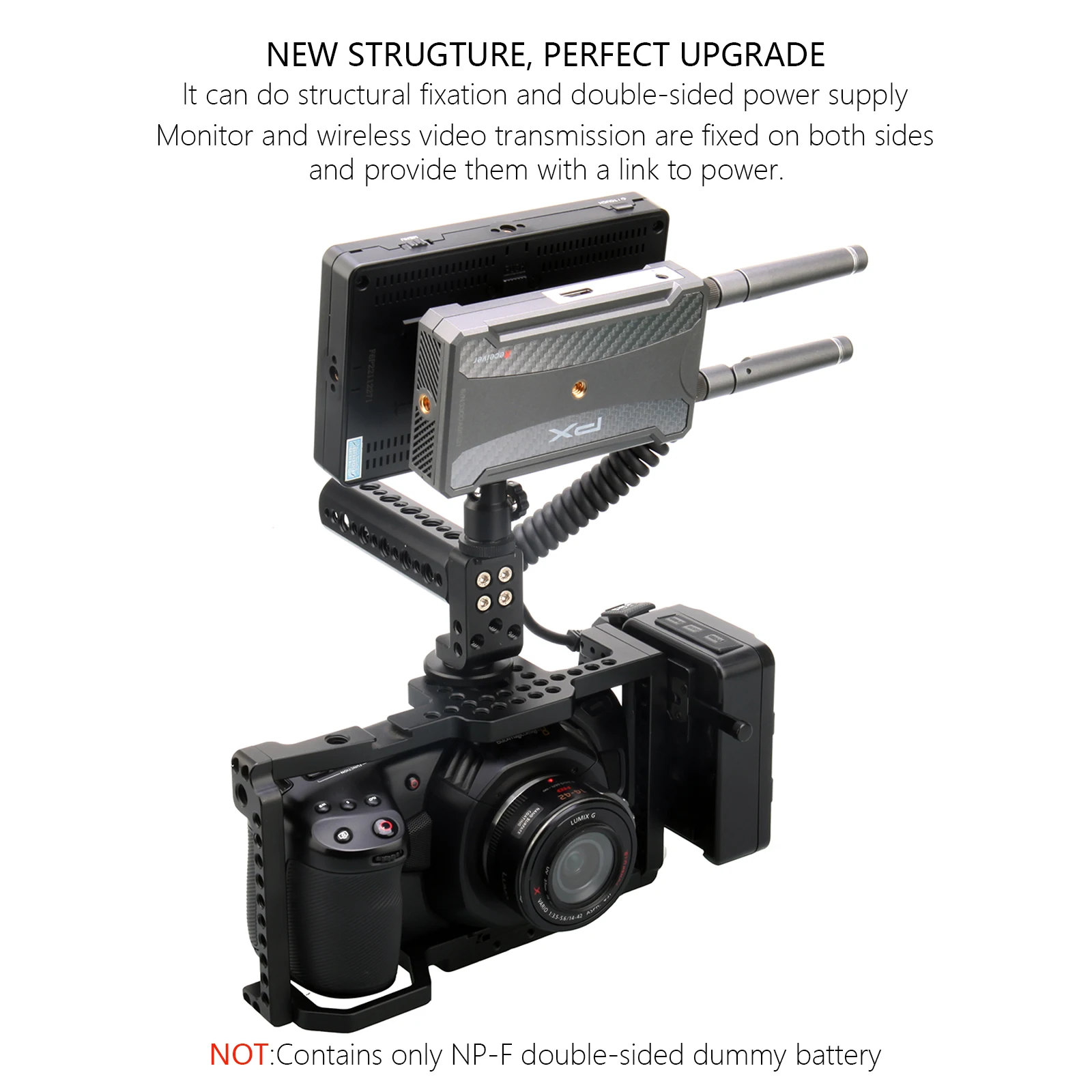 Probty D-Tap auf doppelseitiger NP-F550 NP-F Dummy-Akku für Feldmonitor, LED-Licht, kabellose Videoübertragung, Shinobi-Monitor