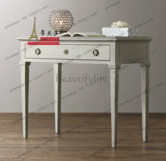 

French retro antique desk European solid wood office computer desk