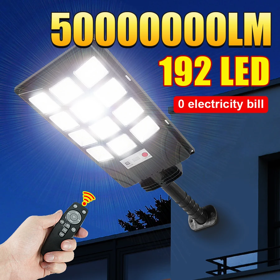

Уличная солнечная лампа 50000000LM с датчиком движения, светодиодное солнечное освещение, мощный светильник безопасности, IP67, водонепроницаемый солнечный свет для сада, патио