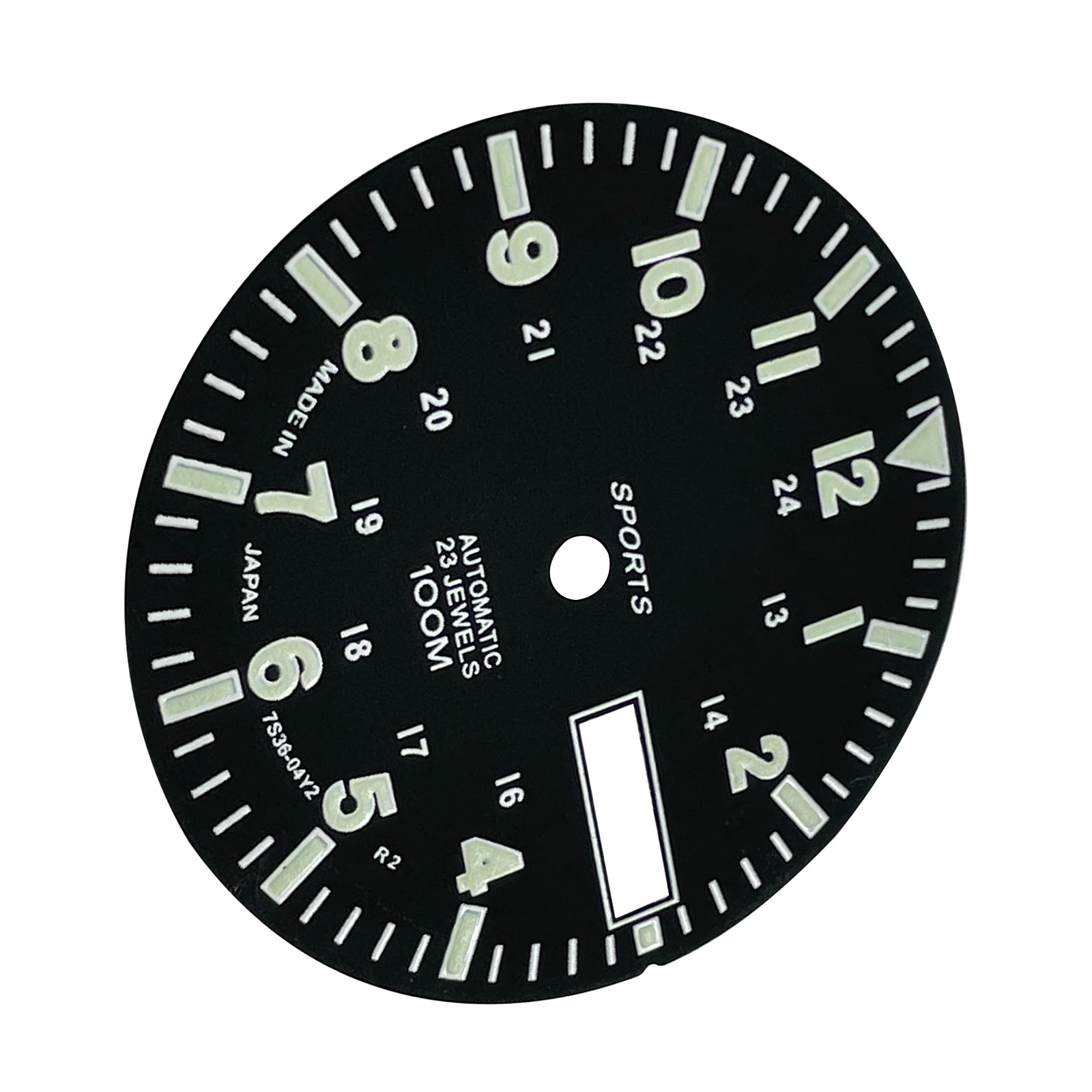 28.5mm/1.11in Super Lumin Dial for NH36A Movement C3 Green Luminous Watch Face Dial Plate Replacement Black/White Watch Parts