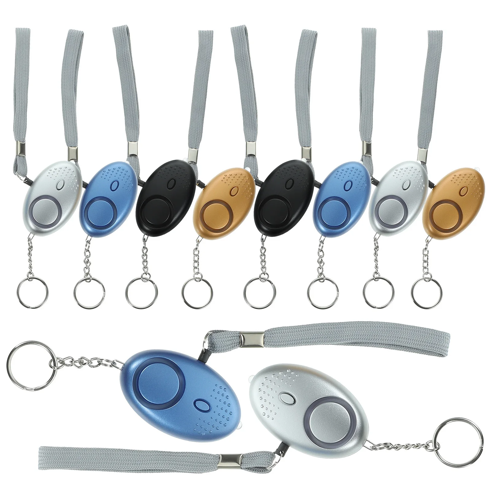 10Pcs Personal Security Alarm Safety Alarm Emergency Keychain LED Light for Night Walking Running Hiking Camping
