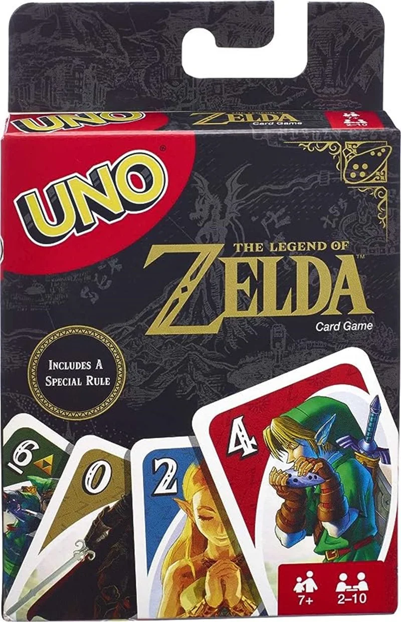 Neues Mattel Games UNO Zelda-Kartenspiel für die Familienabend mit TV-Show-Thema-Grafiken und einem speziellen Lineal für 2–10 Spieler