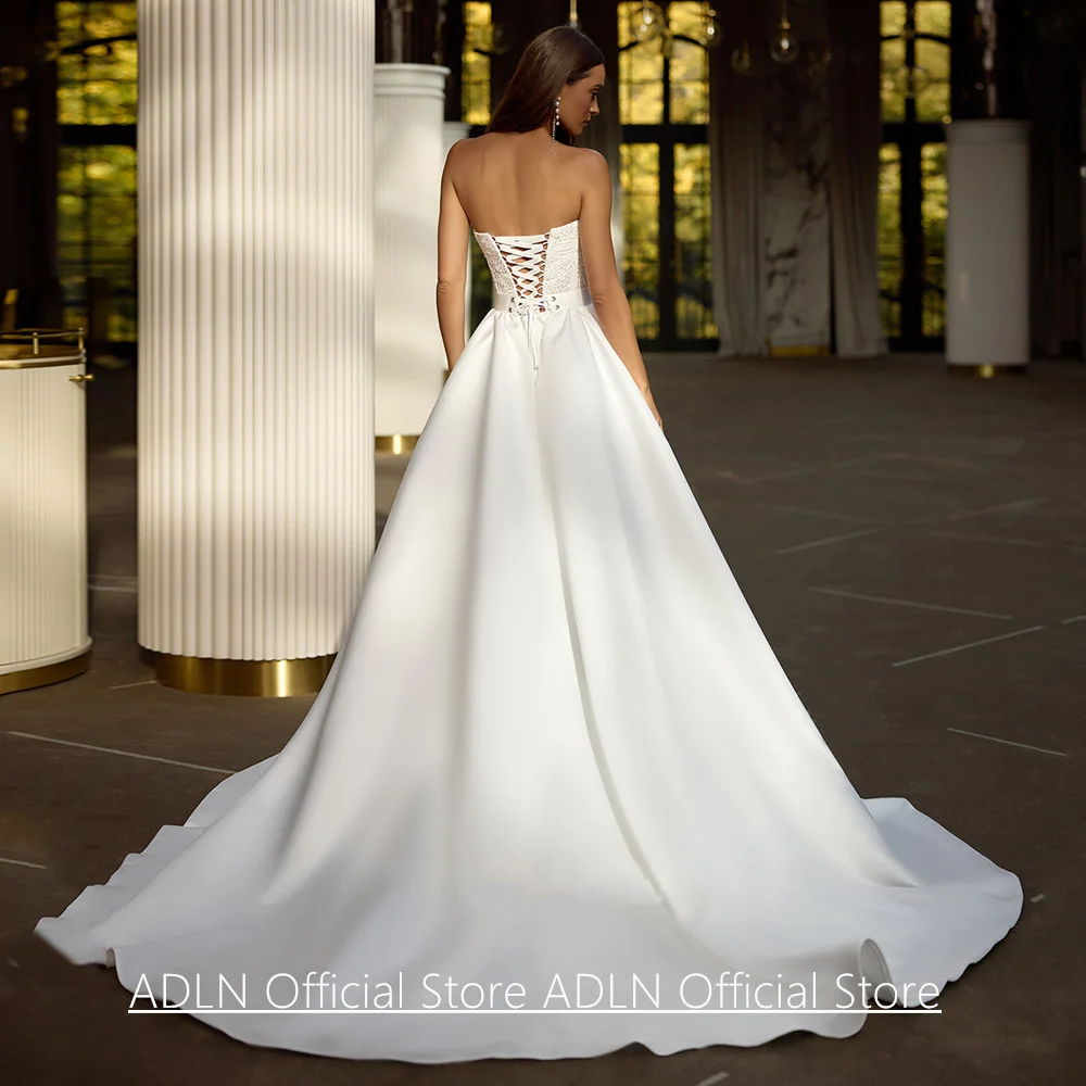 Prachtige zeemeermin trouwjurk afneembare trein op maat gemaakte ronde hals kralen lovertjes satijnen bruidsjurk Robe Mariee