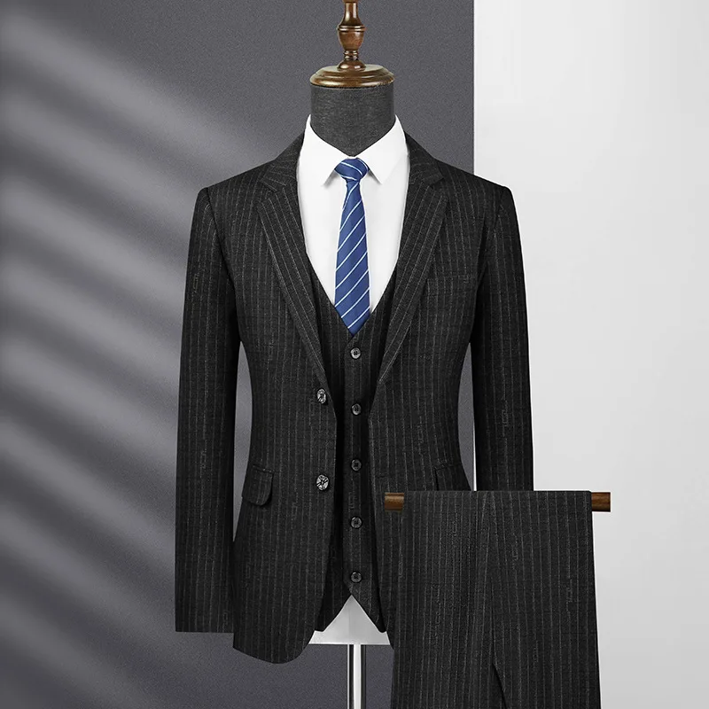 

New Arrival Fashion Suepr Large Spring and Autumn Men's Striped Suit Set, Business Professional Plus Size M-9XL 10XL 11XL 12XL