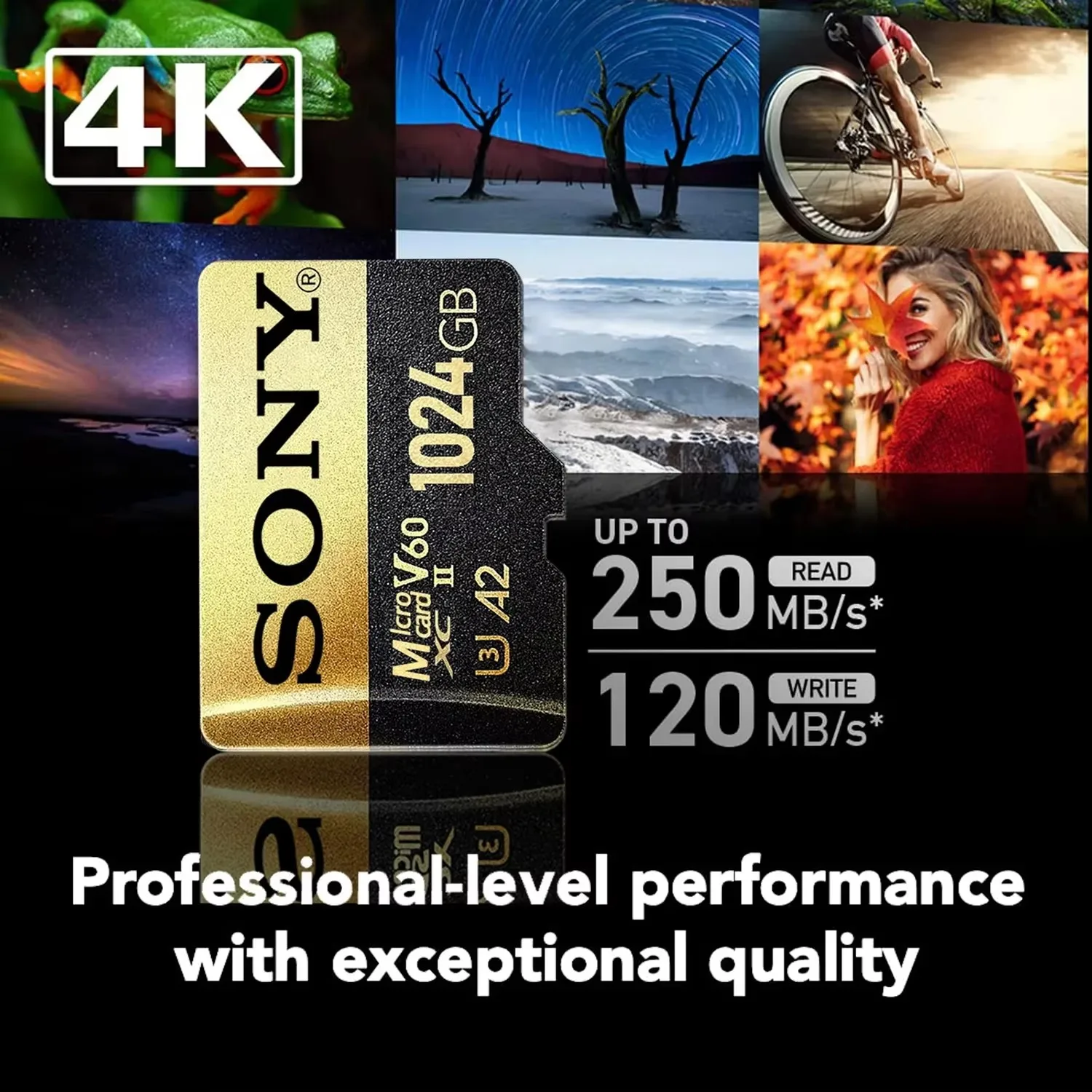 Tarjeta de Memoria SONY U3 A2 Micro TF SD de 64G 128G 256G 512G 1TB U3 V30 4K Full HD para Teléfono/Computadora/Dron 5