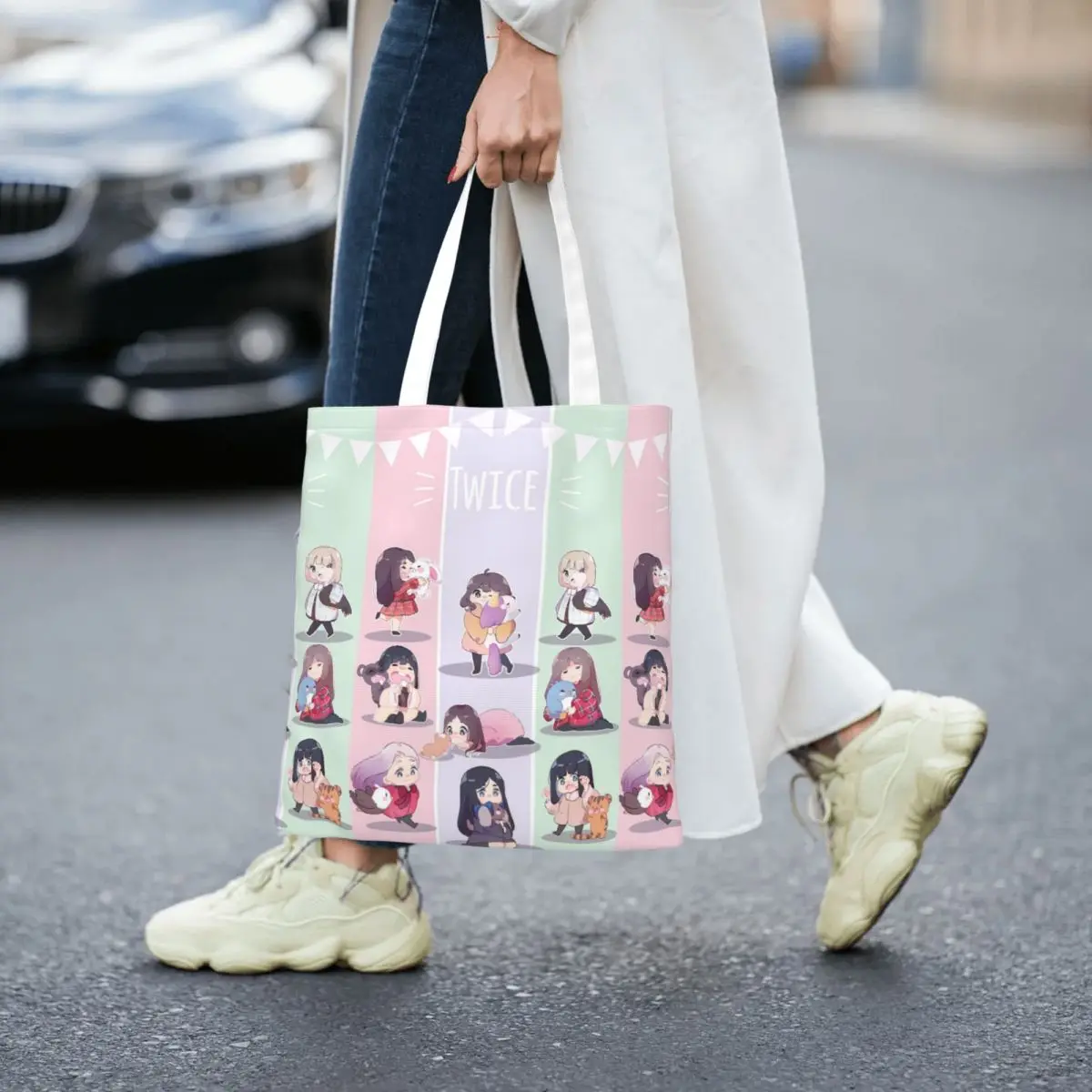 Donna uomo due volte Cartoon Cute Tote Bags borsa per la spesa di grande capacità per borse da ragazza