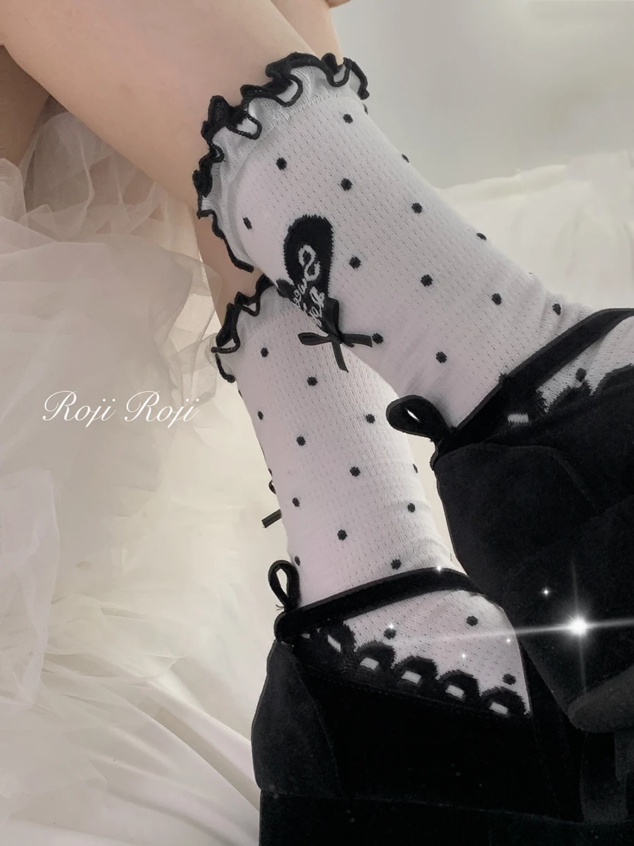 Originele Polka Dot Love Lolita Sokken Dames Lente En Zomer Puur Katoenen Strik Sokken Lolita Japanse Stijl