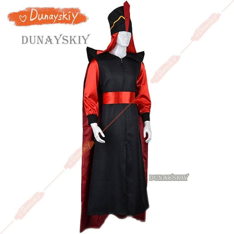 Jafar Costume  Cosplay Aldult Man Woman The Arabian Nights Aladdin Halloween Wizard Clothes Suit Hat Stage Costume Role Play