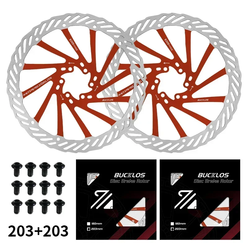 BUCKLOS Ultraleichtes MTB-Fahrrad, hydraulische Bremsscheibe, 160/180/203 mm, Mountain Road Racing Fahrradbremsscheibe mit 6 gratis Schrauben