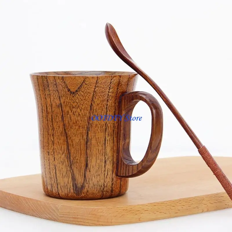 367A Wooden Tea Cup Expresso Coffee Beer Mugs Cup Kuksa Handmade Japanese Sake Tea Cup Bamboo Cup with Handle
