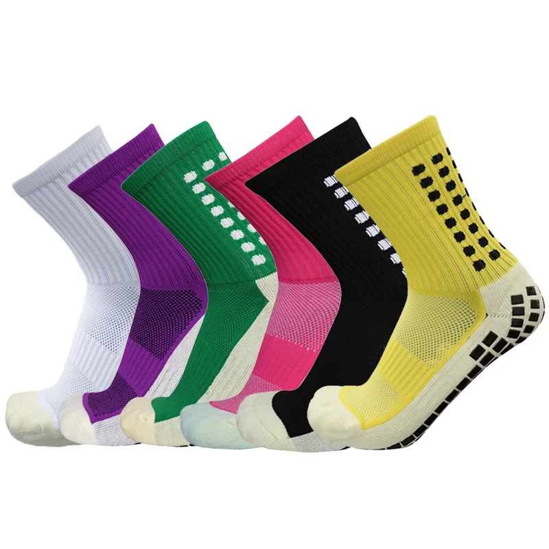 6 Pairs Anti-slip Football Socks Men Women Non-slip Soccer Basketball Tennis Sport Socks Grip Cycling Riding Socks 38-46