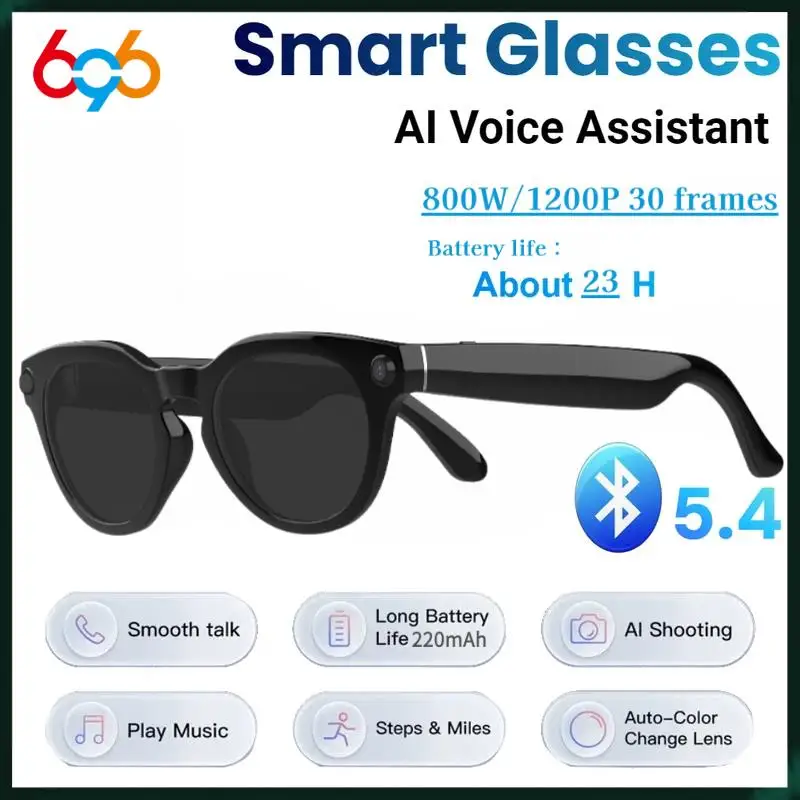 

AI умные очки для камеры, Bluetooth-вызов, голосовой помощник, анти-синий свет, уличные солнцезащитные очки, наушники, спортивные очки для мужчин и женщин