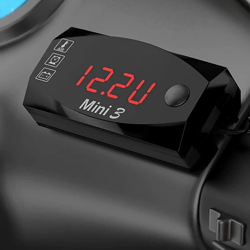 HOT！-LCD Display Voltmeter Waterproof IP67 Digital Time Clock For Motorcycle Scooter Car Boat 3-In-1 Thermometer