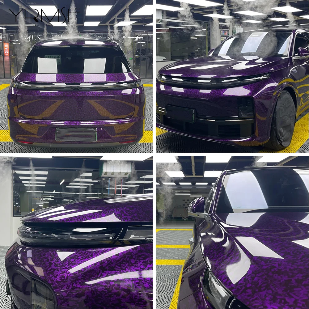 Carbon Fiber Vinyl Auto Tuning Purple Crystal Car Stickers Film Forged Carbon Fiber Decal Motorcycle Covers for Car Accessories images - 6