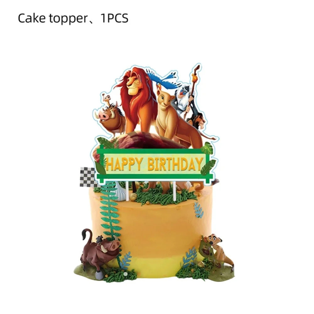 Lion King Simba Birthday Party Supplies Set Paper Cups Plates Cake Topper For Kids Birthday Party Baby Shower Party Decorations - view 6