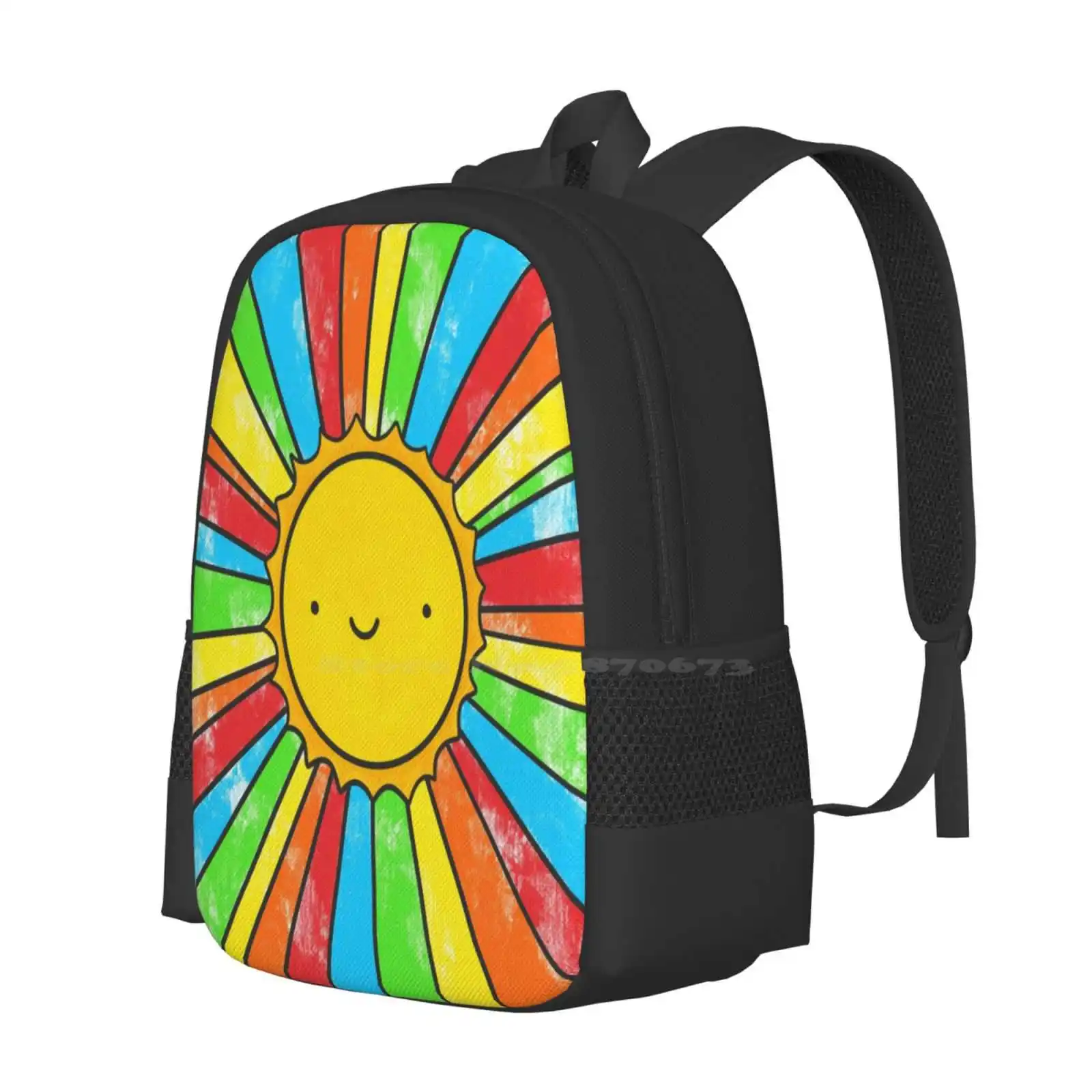 Mochila escolar con diseño de patrón de moda, bolsa de viaje para ordenador portátil, bolsa de radiador de positividad, cita Kawaii Sunshine Rainbow