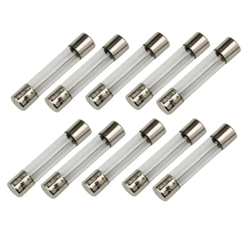 10pcs Motorcycle Glass Fuse Holder Box 6x30 12V 20A 250V Double Solder Protection for Moped Scooter ATV Go Kart Motorbike E-bike