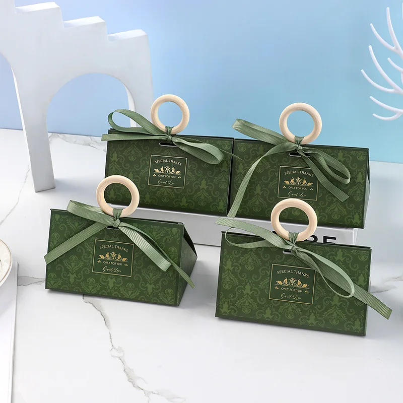 20/30PCS Candy Box Wood Handle Thank You Packaging Wedding Bridal Kid Gift For Guest Baby Shower Birthday Party Favors Supplies