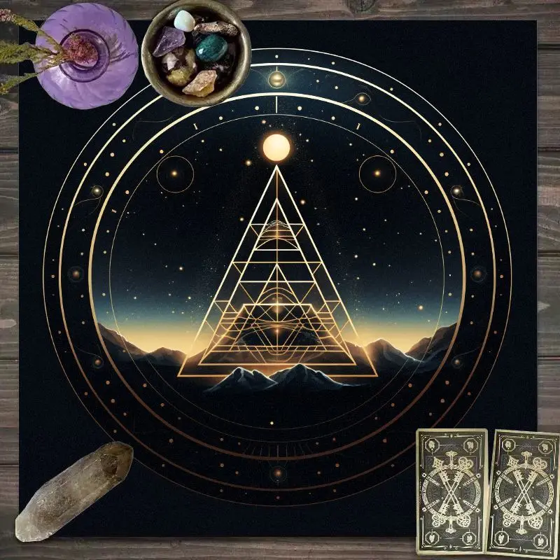 VIKAMA Face Sun God Totem Tarot Tablecloth Mysterious Divination Altar Cloth Ritual Table Mat Background Cloth