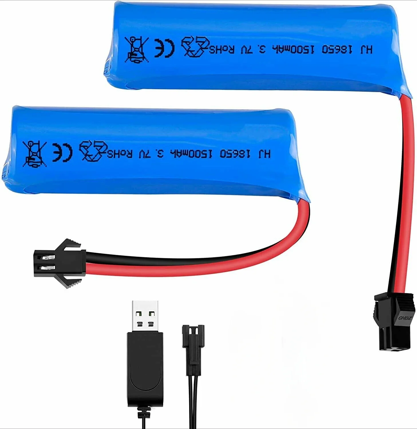 Akumulator litowo-jonowy 3,7 V 1500 mAh 18650 SM Plug Battery Pack z ładowarką USB do samochodów RC Łodzie Zabawki