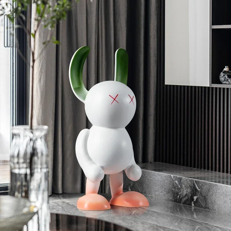 Modern Internet Celebrity Style Cartoon Violent Rabbit Floor Sculpture Trendy Ornaments, Living Room Home Art Soft Decoration