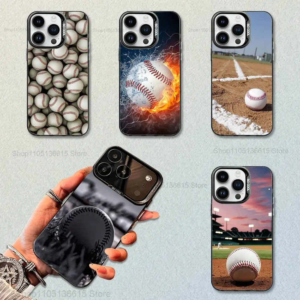 

Sport Baseball Phone Case For iPhone 16,15,14,17,13,12,11,Mini,Pro,SE,XS,MAX,Black Matte Silicone Cover