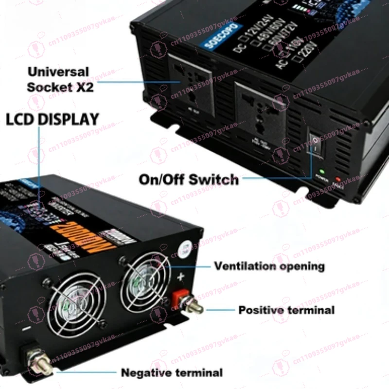 20000W Peak Smart Power Inverter DC 12V 24V 48V 60V 72V To AC 110V 220V Converter LCD Display for Car Home Solar System