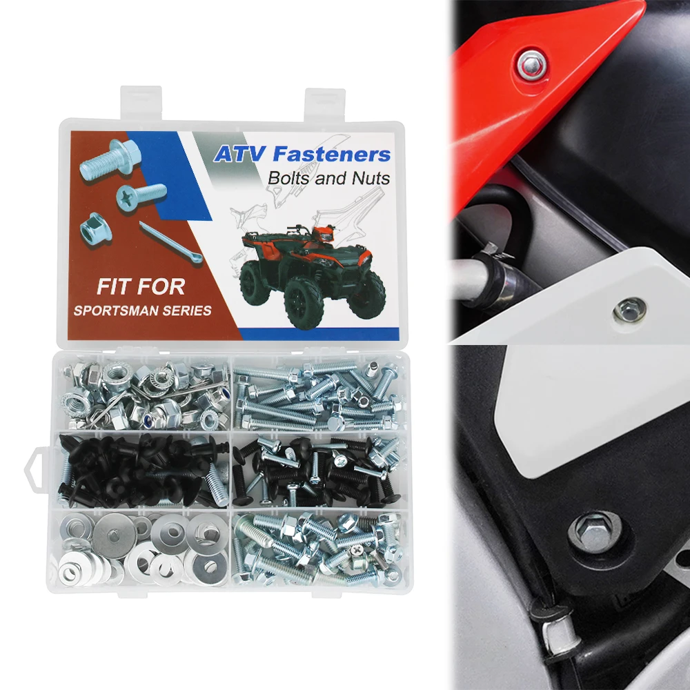 

ATV 200PCS Bodywork Engine Frame Exhaust Bolts Kit For POLARIS SPORTSMAN 1000 110 300 335 400 450 500 550 570 600 700 800 850 90