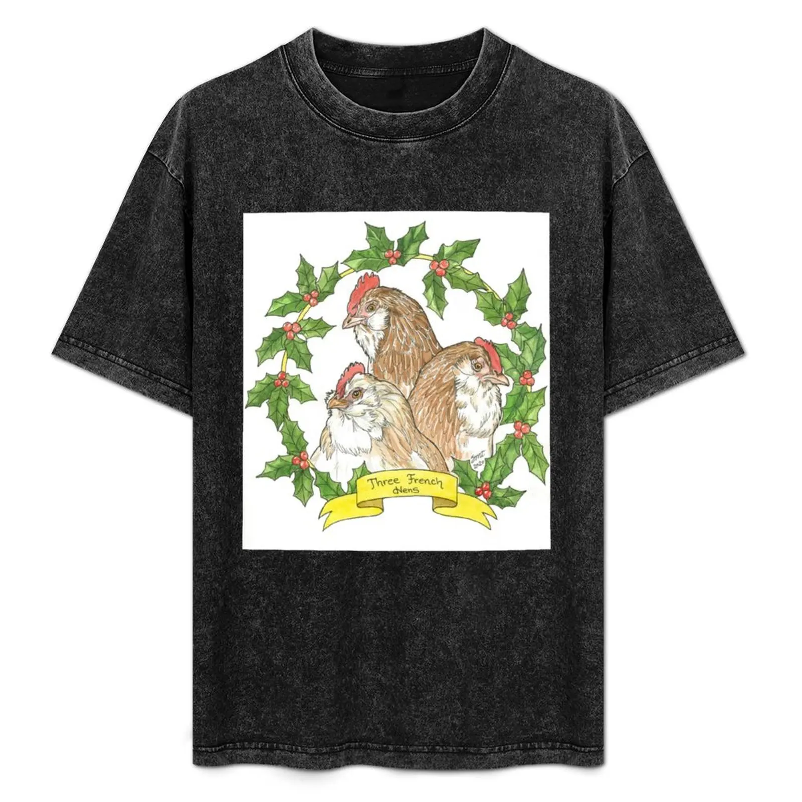 

Three French Hens (watercolor) T-Shirt Summer Holiday T-Shirt
