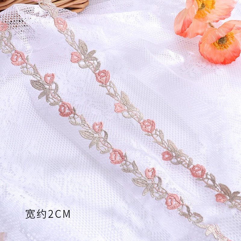 

48Yards Rose Flowers DIY Craft Polyester Wedding Dress Ribbons Fabric Trim Embroidered 2cm Wide Lace Trim Water Soluble