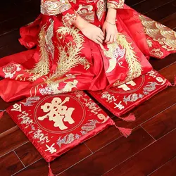 Chinese Wedding Kneeling Cushions, Chinese Tea Ceremony, 'Double-Happiness' (Set of 2)