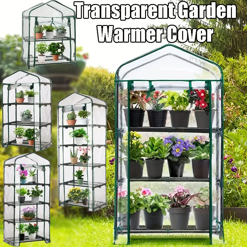Garden Warmer Cover PVC Flower and Plant Insulated Warming Shed Greenhouse Warming Sunroom Insulated Rainproof Trellis