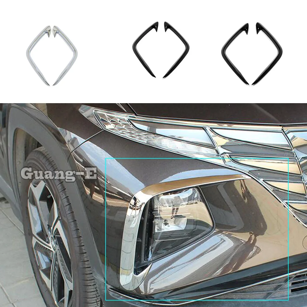 

For Hyundai Tucson L 2021 2022 2023 2024 Car Front Fog Eyebrow/Trim Light Lamp Frame Sticker Trim Cover Grill Grille Parts 2PCs