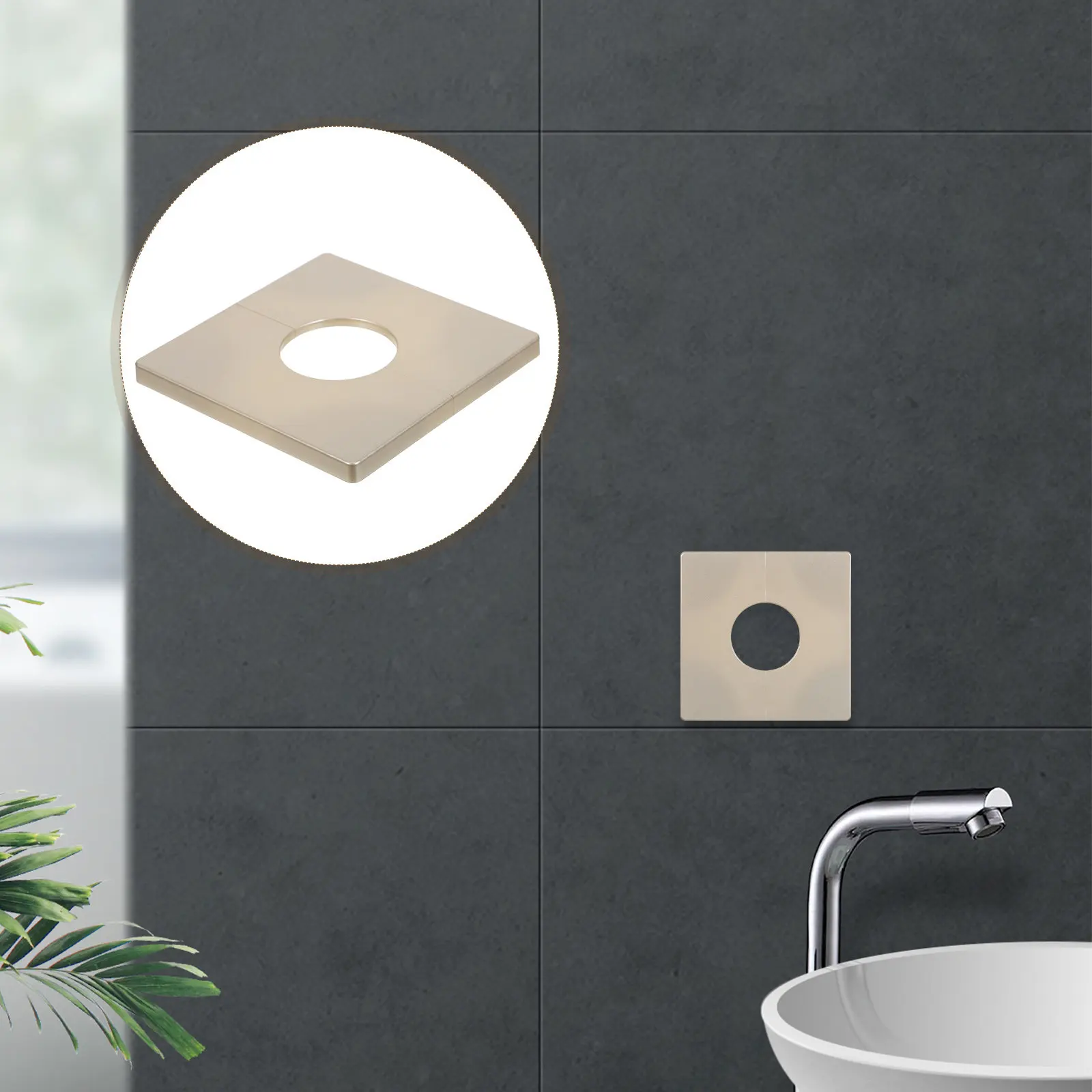 4Pcs Square Wall Pipe Cover Decorative Split Flange Escutcheon Bathroom Faucet Pipe Hole Cover Plastic Wall Mounted