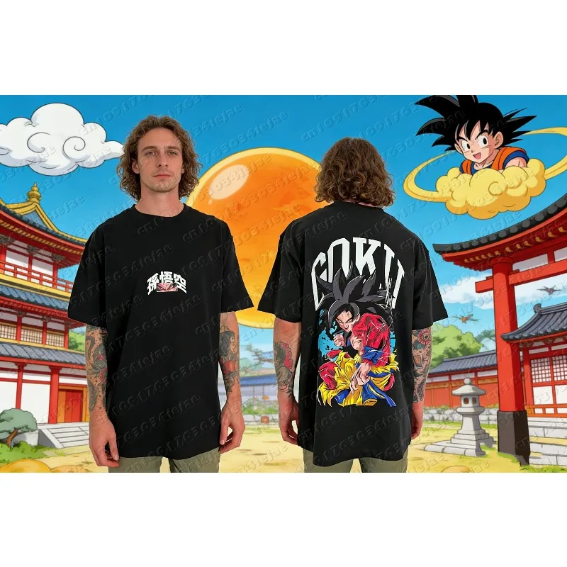 2026 Sommer Dragon Ball 100% Baumwolle Bedrucktes T-Shirt für Herren – Neu, Anime-Motiv, Bequem und Atmungsaktiv, Übergröße, Lässig, Locker