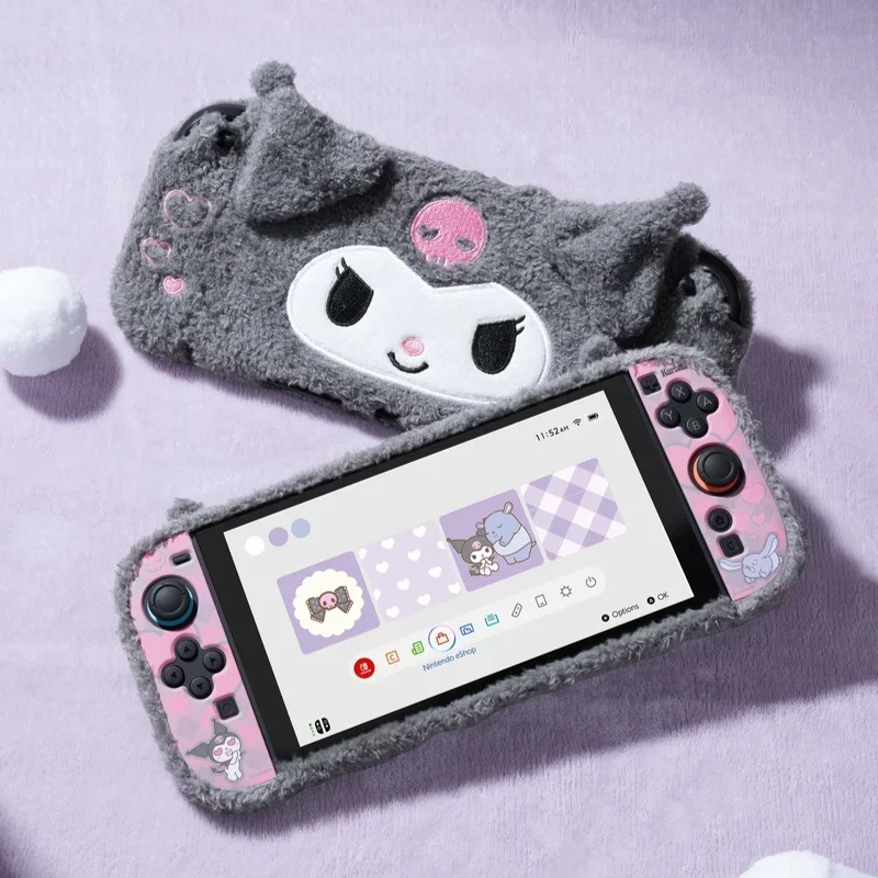 cartoon-kuromi-hello-kitty-switch2-split-protective-shell-plush-protective-sleevecute-girls-game-console-accessories-gifts