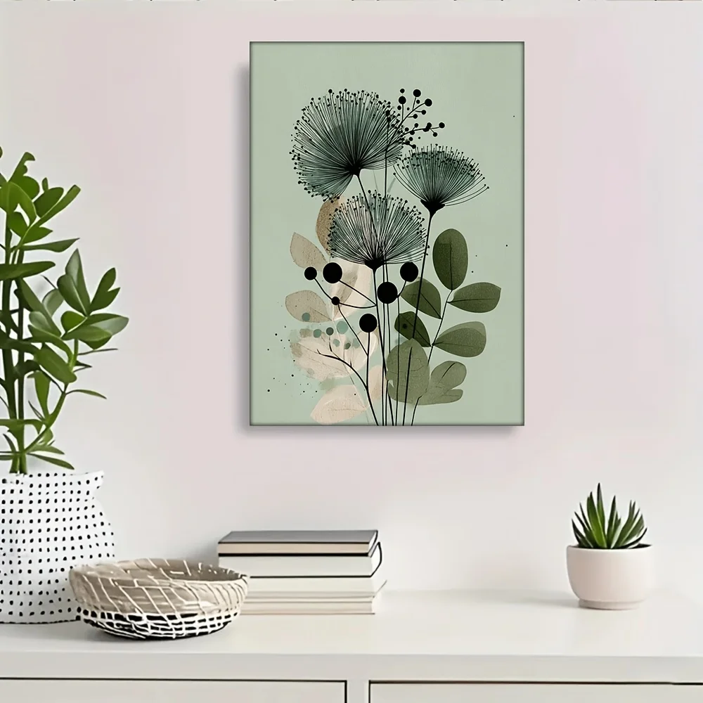 2D Flat, 2D Flat 1pc, with Frame, 30.48X40.64cm [2D Flat] Funny Art Manga Style Scandi Art Abstract Floral Print Mid Century