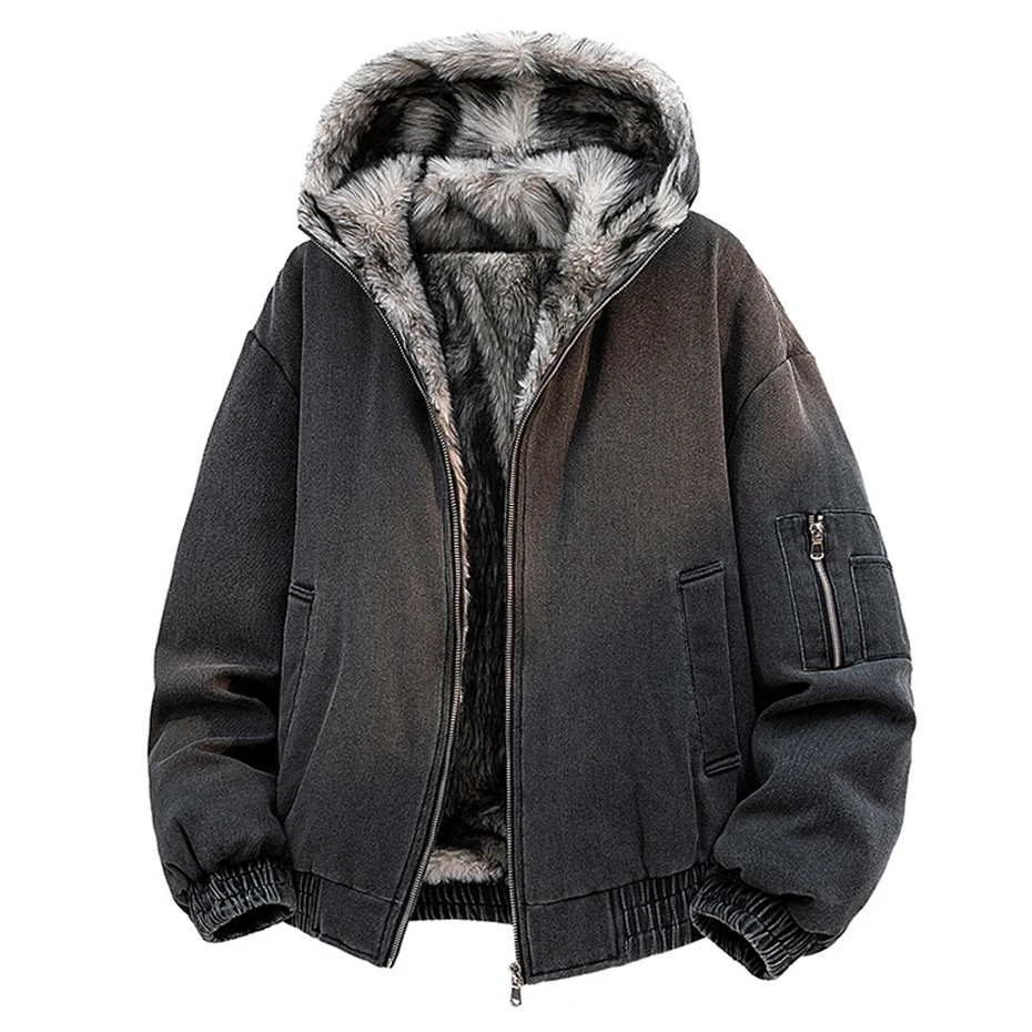 

Winter Down Jacket Men Warm Jackets Down Coat Male Fashion Casual Solid Color Fleece Jackets Winter