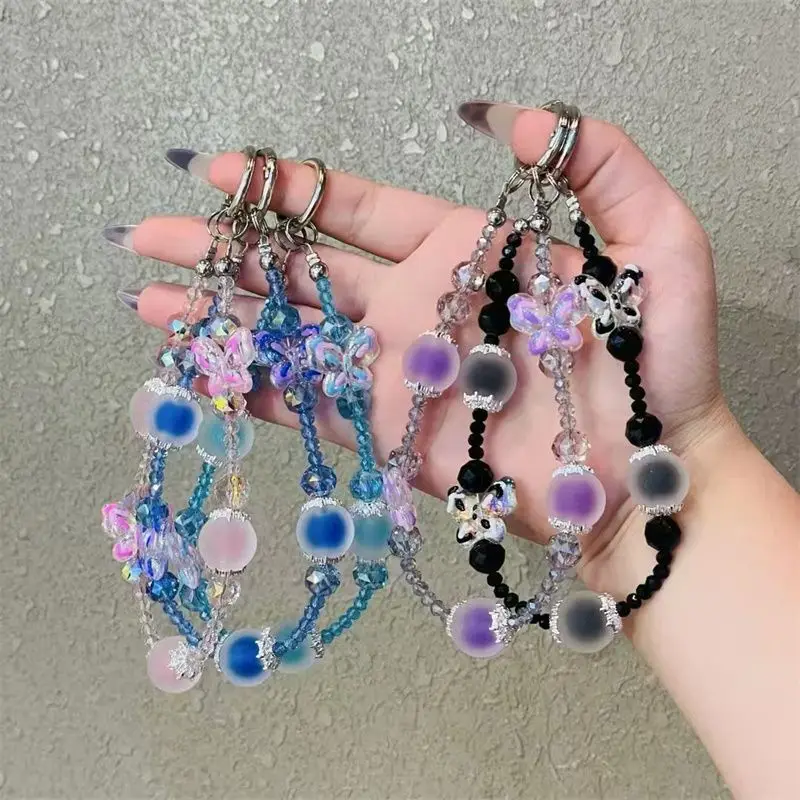 

Высококачественная милая цепочка для мобильного телефона, роскошная цепочка для мобильного телефона с кристаллами и бабочкой, ремешок на запястье, ручная сумка с подвеской, универсальная цепочка